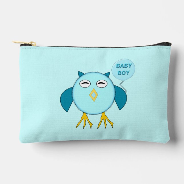 Niedlich Blue Baby Bowl Owl Zubehörtasche (Vorderseite)