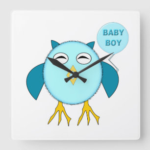 Niedlich Blue Baby Bowl Wall Clock Quadratische Wanduhr