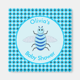 Niedlich Blue Baby Boy Bee Baby Dusche Magnet