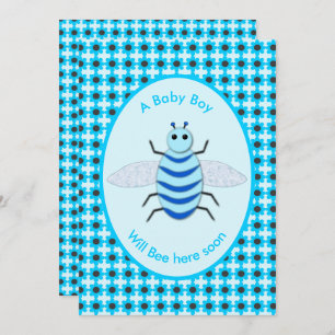 Niedlich Blue Baby Boy Bee Custom Baby Shower Einladung