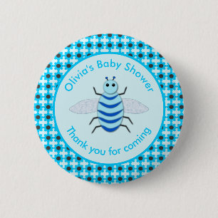Niedlich Blue Baby Boy Bee Custom Baby Shower Gefa Button