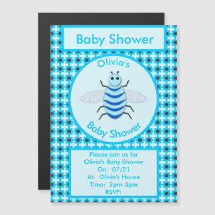 Niedlich Blue Baby Boy Bee Custom Baby Shower Magneteinladung
