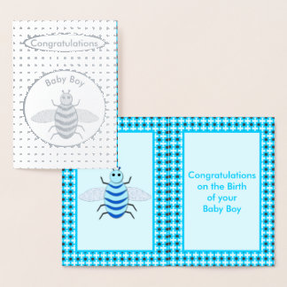 Niedlich Blue Baby Boy Bee Custom Herzlichen Glück Folienkarte
