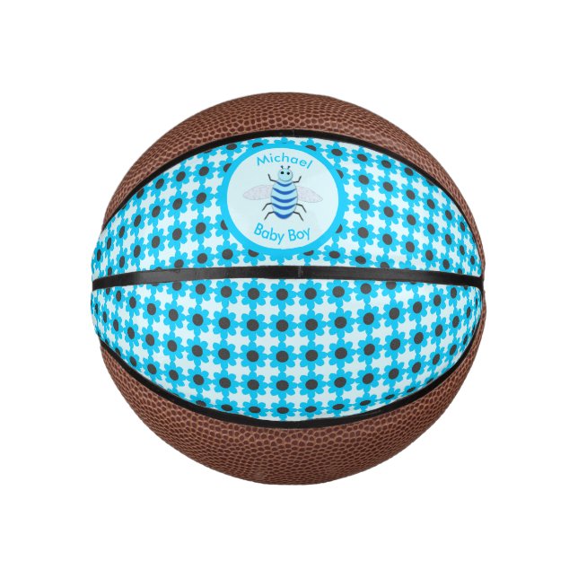 Niedlich Blue Baby Boy Bee Custom Mini Basketball (Vorderseite)