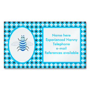 Niedlich Blue Baby Boy Bee Custom Nanny Magnetische Visitenkarte