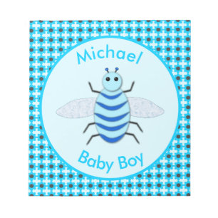 Niedlich Blue Baby Boy Bee Custom Notizblock