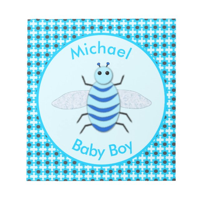 Niedlich Blue Baby Boy Bee Custom Notizblock (Vorderseite)