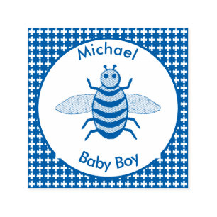 Niedlich Blue Baby Boy Bee Custom Permastempel