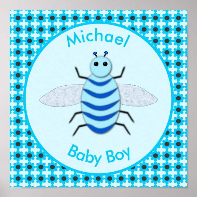 Niedlich Blue Baby Boy Bee Custom Poster (Vorne)