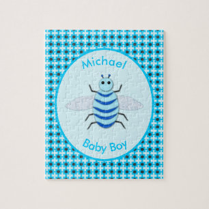 Niedlich Blue Baby Boy Bee Custom Puzzle