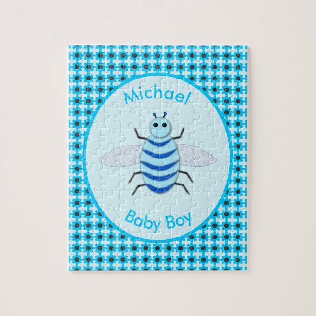 Niedlich Blue Baby Boy Bee Custom Puzzle (Vertikal)