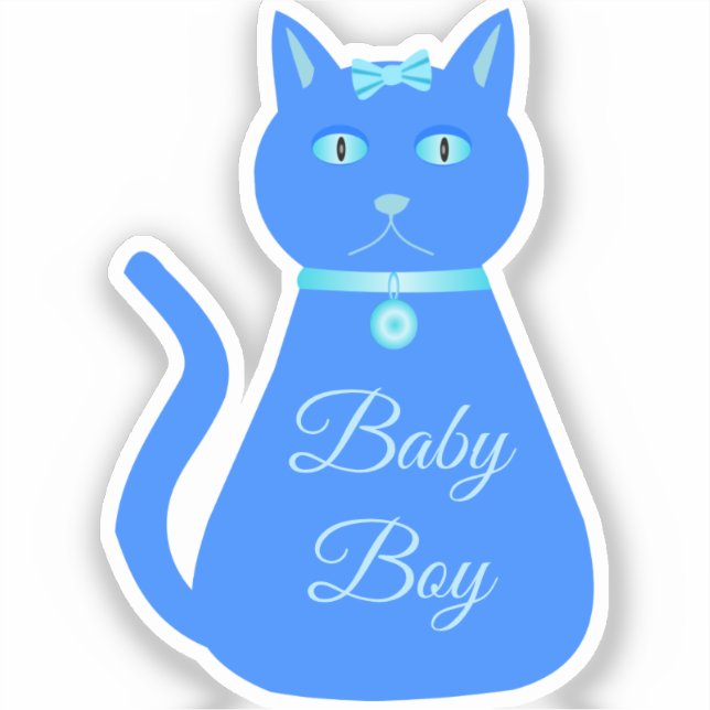 Niedlich Blue Baby Boy Cat Custom Aufkleber (Vorderseite)
