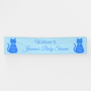 Niedlich Blue Baby Boy Cat Custom Baby Dusche Banner
