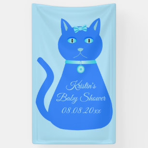 Niedlich Blue Baby Boy Cat Custom Baby Dusche Banner