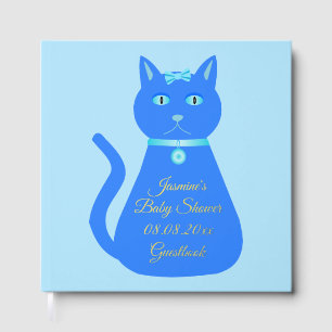 Niedlich Blue Baby Boy Cat Custom Baby Dusche Gästebuch