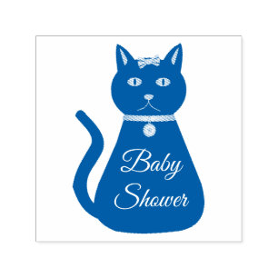 Niedlich Blue Baby Boy Cat Custom Baby Dusche Permastempel