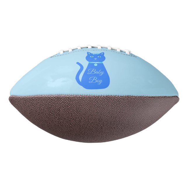 Niedlich Blue Baby Boy Cat Custom Gender Reveal Football (Gedreht 270)