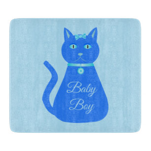 Niedlich Blue Baby Boy Cat Custom Gender Reveal Schneidebrett