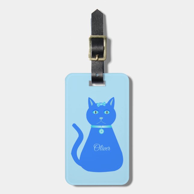 Niedlich Blue Baby Boy Cat Custom Gepäckanhänger (Vorderseite vertikal)