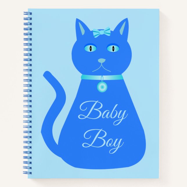 Niedlich Blue Baby Boy Cat Custom Notizbuch (Vorderseite)