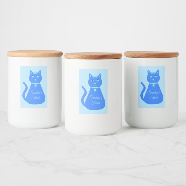 Niedlich Blue Baby Boy Cat Custom Pet Leckerei Jar Lebensmitteletikett (Flaschen)