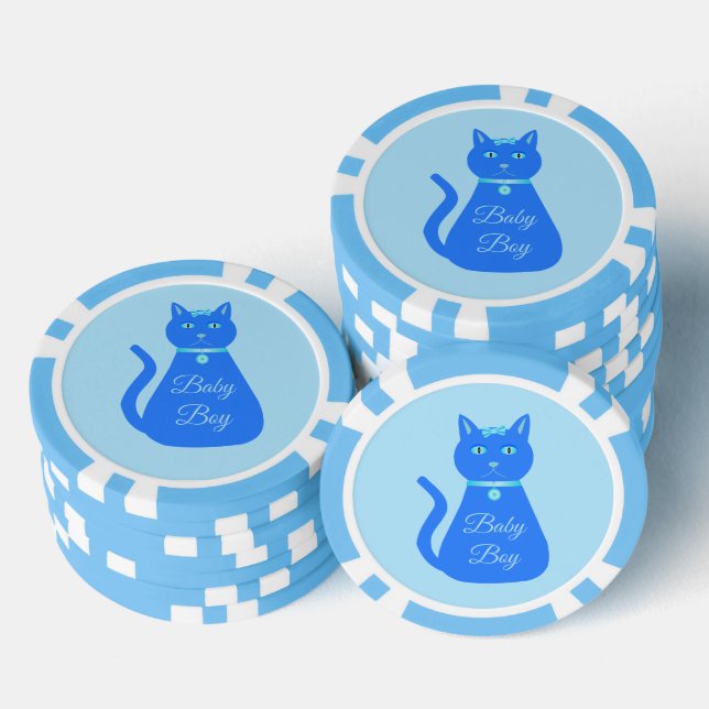 Niedlich Blue Baby Boy Cat Custom Pokerchips (Stapel)