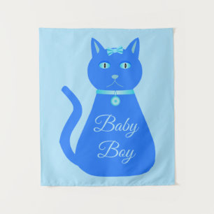 Niedlich Blue Baby Boy Cat Custom Wandteppich