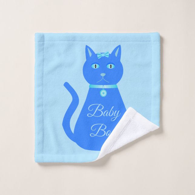 Niedlich Blue Baby Boy Cat Custom Waschlappen (Waschlappen)