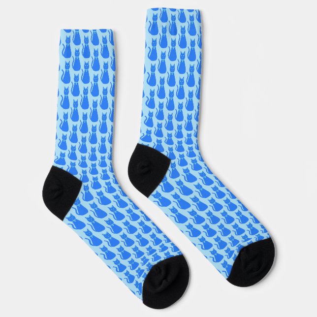 Niedlich Blue Baby Boy Cat Gemustert Socken (Rechts)