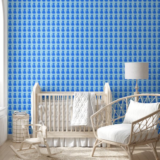 Niedlich Blue Baby Boy Cat Gemustert Tapete (Kinder)