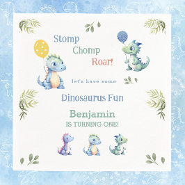 Niedlich Blue Baby Boy Dinosaur 1. Geburtstag Part Serviette