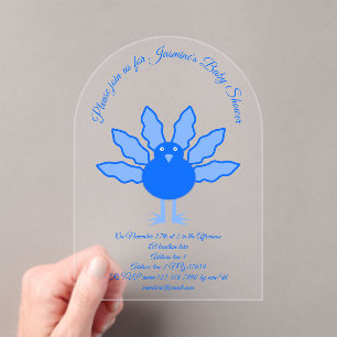 Niedlich Blue Baby Boy Erntedank Türkei Babydusche Acryleinladungen