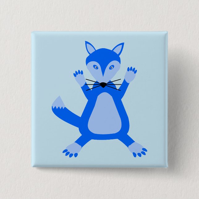 Niedlich Blue Baby Boy Fox Button (Vorderseite)