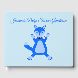 Niedlich Blue Baby Boy Fox Custom Baby Dusche Gästebuch