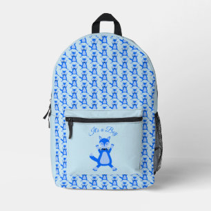 Niedlich Blue Baby Boy Fox Custom Gender Reveal Bedruckter Rucksack