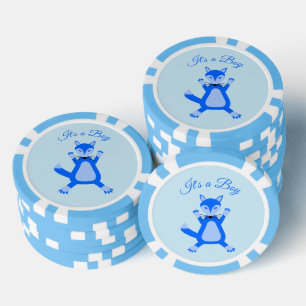 Niedlich Blue Baby Boy Fox Custom Gender Reveal Pokerchips