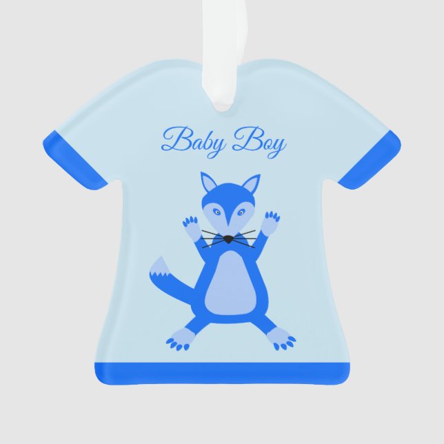Niedlich Blue Baby Boy Fox Custom Ornament (Vorderseite)