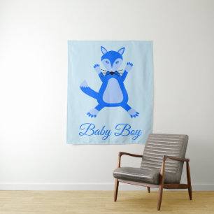 Niedlich Blue Baby Boy Fox Custom Wandteppich