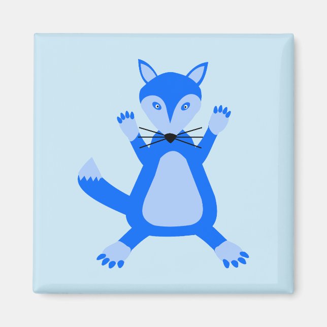 Niedlich Blue Baby Boy Fox Magnet (Vorne)