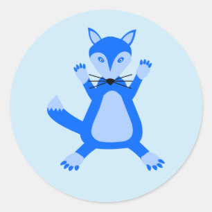 Niedlich Blue Baby Boy Fox Runder Aufkleber