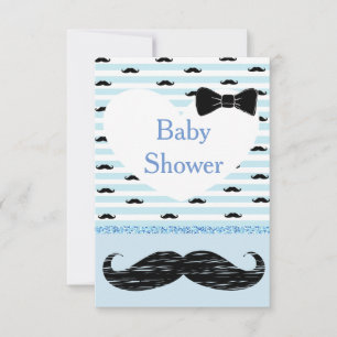 Niedlich Blue Baby Boy Mustache Kinderdusche Einla Einladung