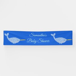 Niedlich Blue Baby Boy Narwhal Baby Dusche kundens Banner