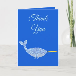 Niedlich Blue Baby Boy Narwhal Baby Dusche kundens Karte