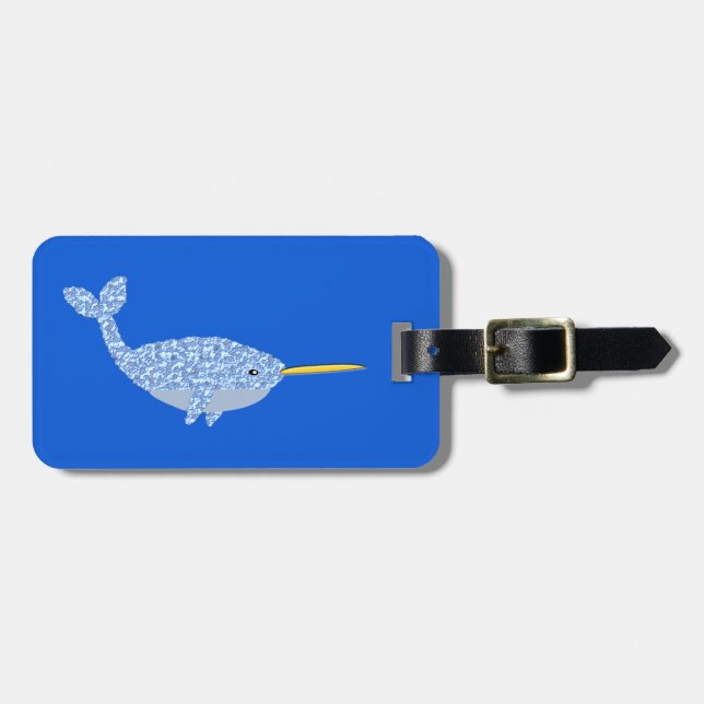 Niedlich Blue Baby Boy Narwhal Custom Gepäckanhänger (Vorderseite horizontal)