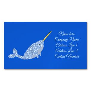 Niedlich Blue Baby Boy Narwhal Custom Magnetische Visitenkarte
