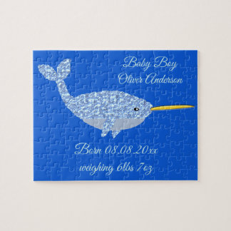 Niedlich Blue Baby Boy Narwhal Custom New Baby Puzzle