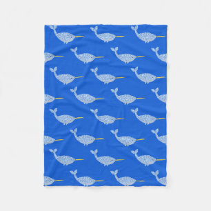 Niedlich Blue Baby Boy Narwhal Gemustert Fleecedecke