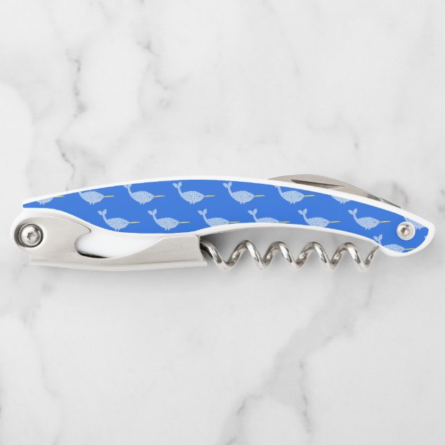 Niedlich Blue Baby Boy Narwhal Gemustert Kellnermesser (Vorderseite)