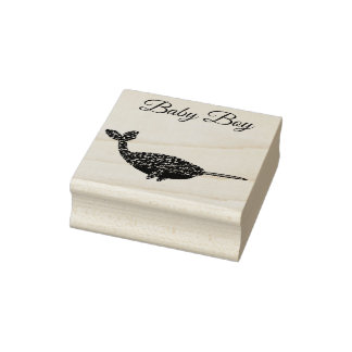 Niedlich Blue Baby Boy Narwhal Gender Reveal Gummistempel