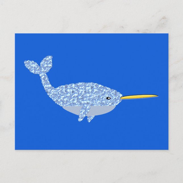 Niedlich Blue Baby Boy Narwhal Postkarte (Vorderseite)
